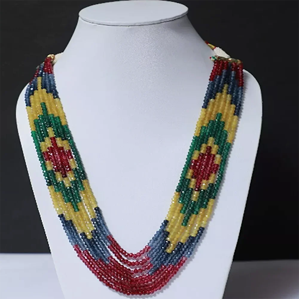 Многожильный нефритовый Сапфир драгоценный камень 17-21 &quot 7 нитей регулируемое