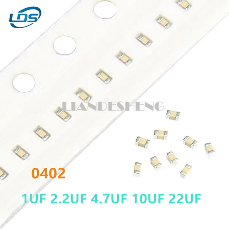 

100pcs SMD Ceramic Capacitor 0402 1uF 2.2uF 4.7uF 10uF 22uF