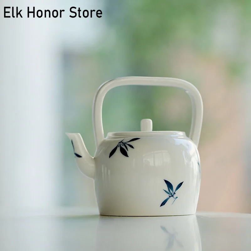 

210ml Pure Hand-painted Butterfly Orchid Ceramic Teapot Chinese Tea Maker Small Beam Pot With Filter Kung Fu Tea Set Accessories