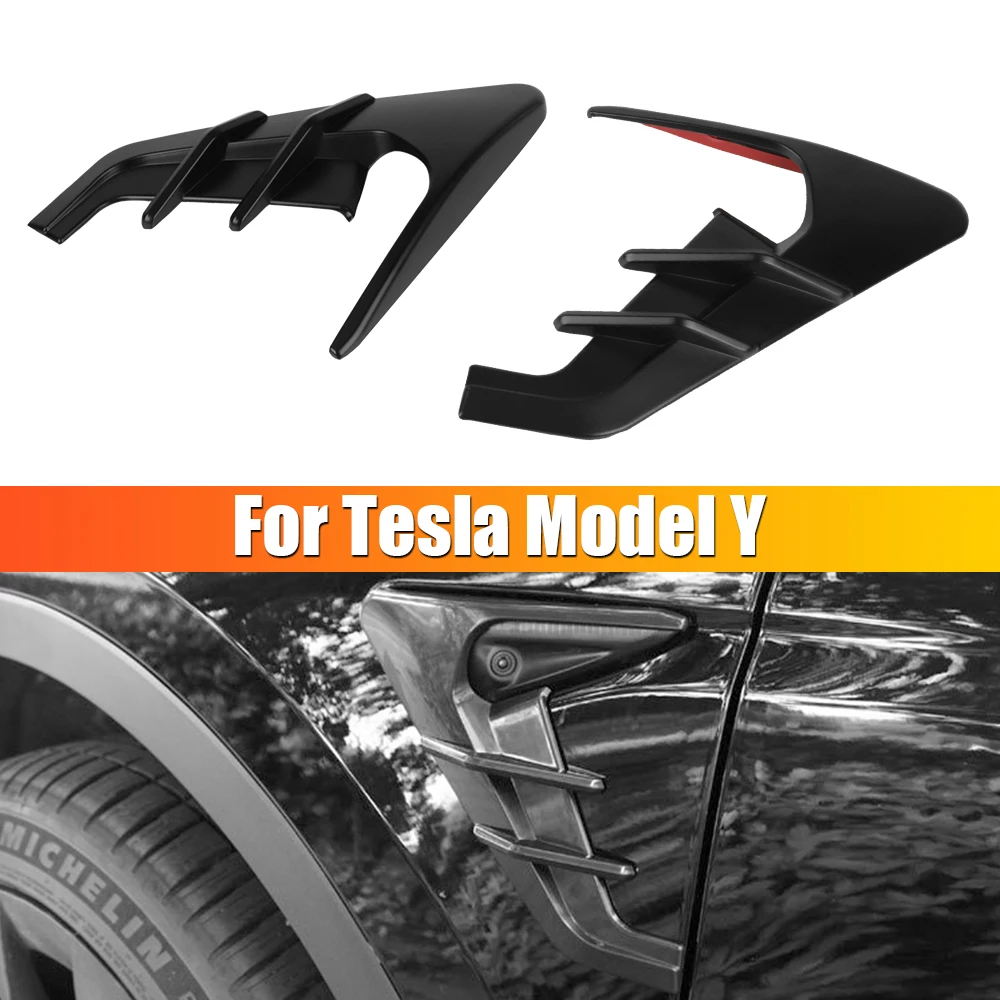 

2pcs Car Side Camera Flanks Covers Spoiler Dust Wing Panel Cover Carbon Fiber for Tesla Model 3 Y 2021-23 Decoration Accessories