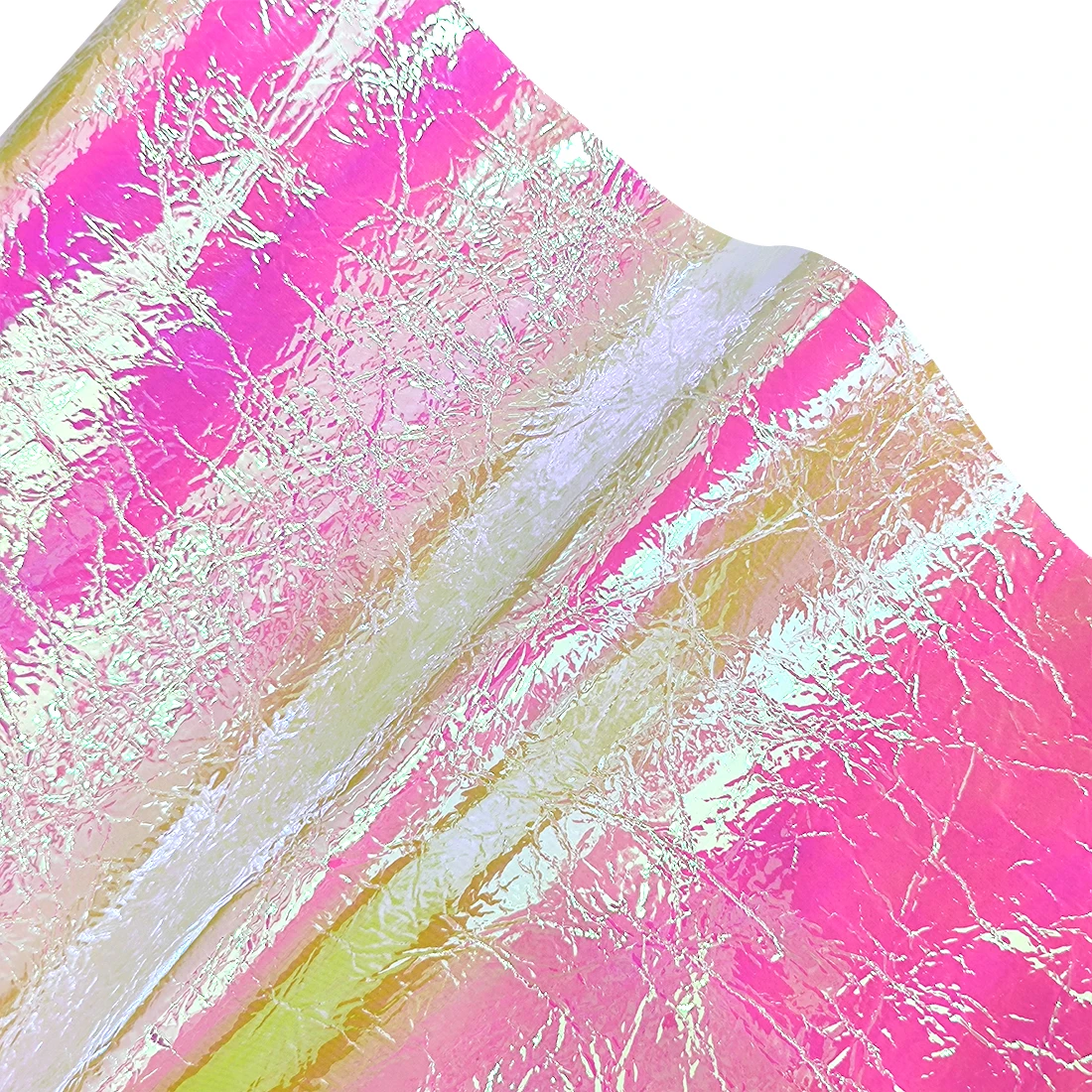 

Iridescent Holographic Crinkled Synthetic Leather Fabric Glitter Leatherette for Jewelry Box Earrings Bows DIY Materials30*135CM