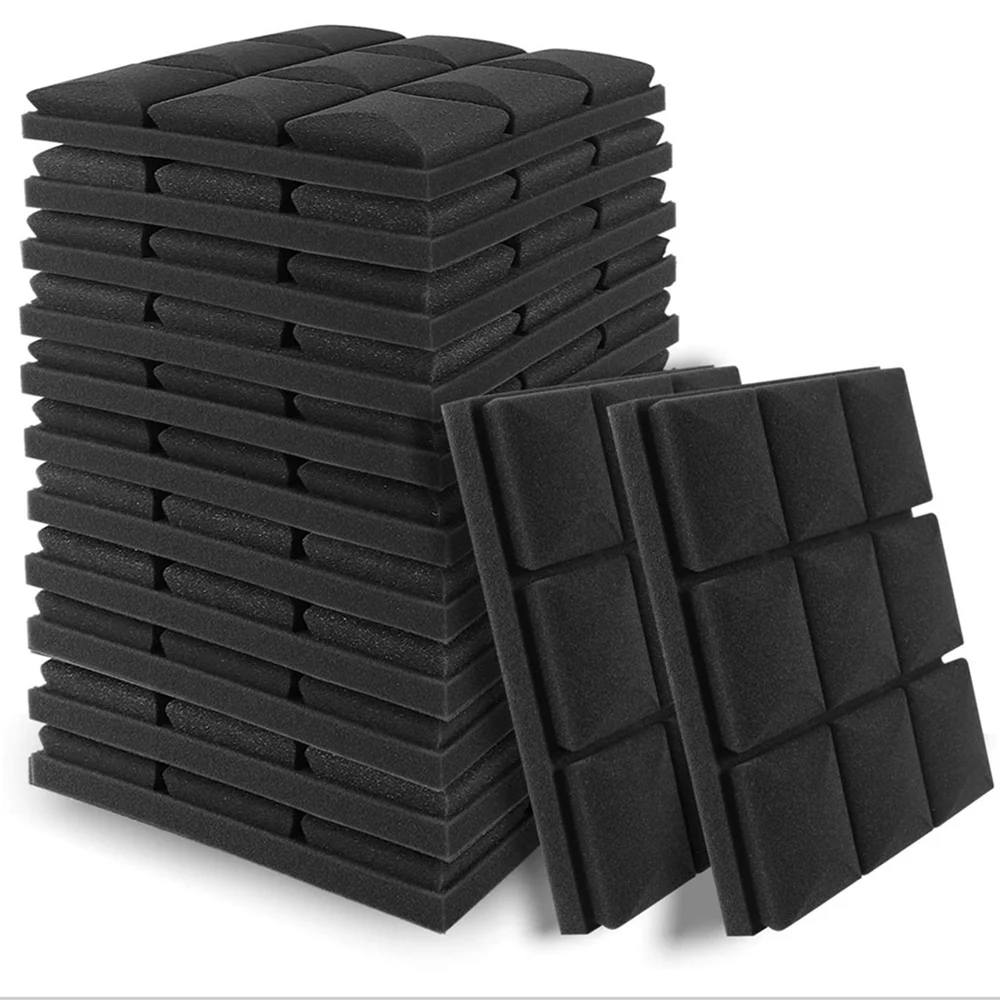 

12/24Pcs 12"x12"x2" Acoustic Foam Panels Studio Sound Absorbing Mushroom Foam Tiles Wall Pad Room Sound Treatment Sponge Panels