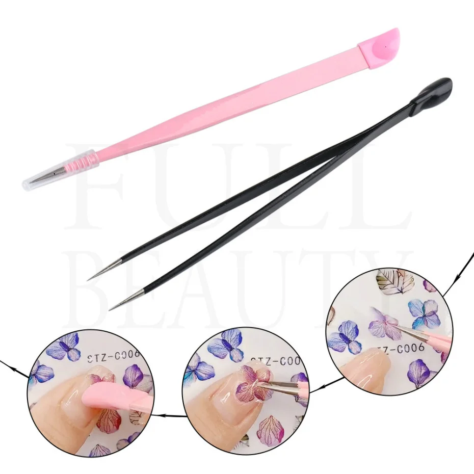 1 шт. Многофункциональный пинцет для ногтей с силиконовой головкой наклейки