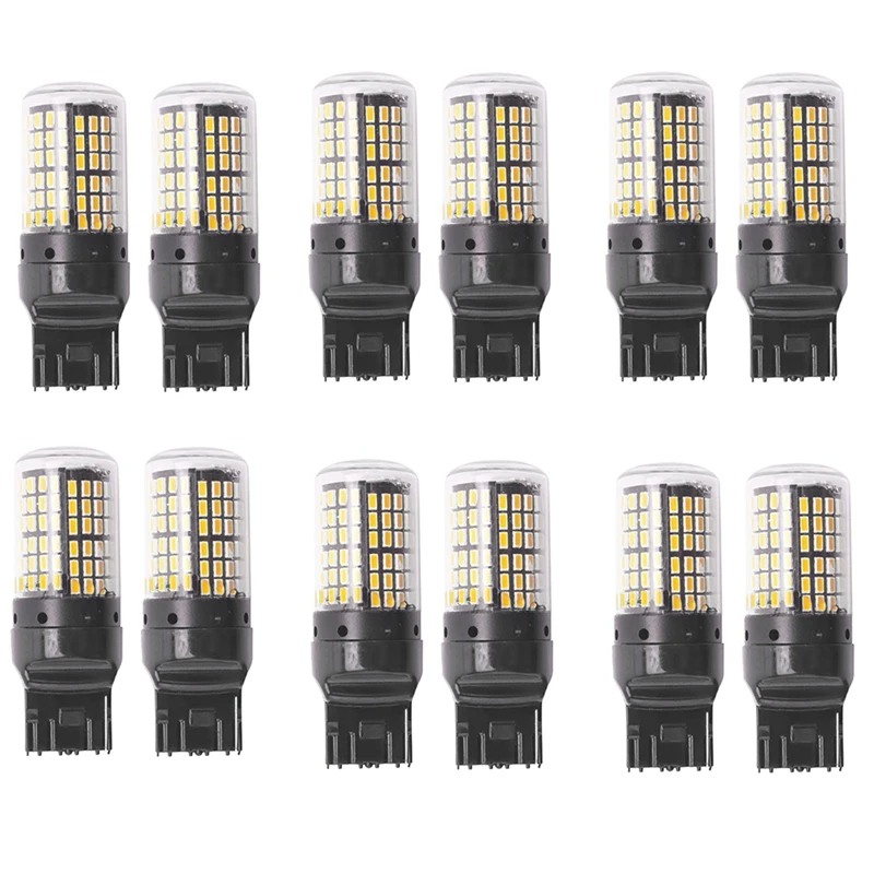 

12 шт. супер яркий Canbus T20 7440 W21W Wy21w 144-Smd фонарь заднего хода сигнала поворота без ошибок, без Hyper Flash T20 7440