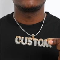 custom diy letter name pendant men hip hop necklace bling full zircon rope chain customized rock rapper jewelry