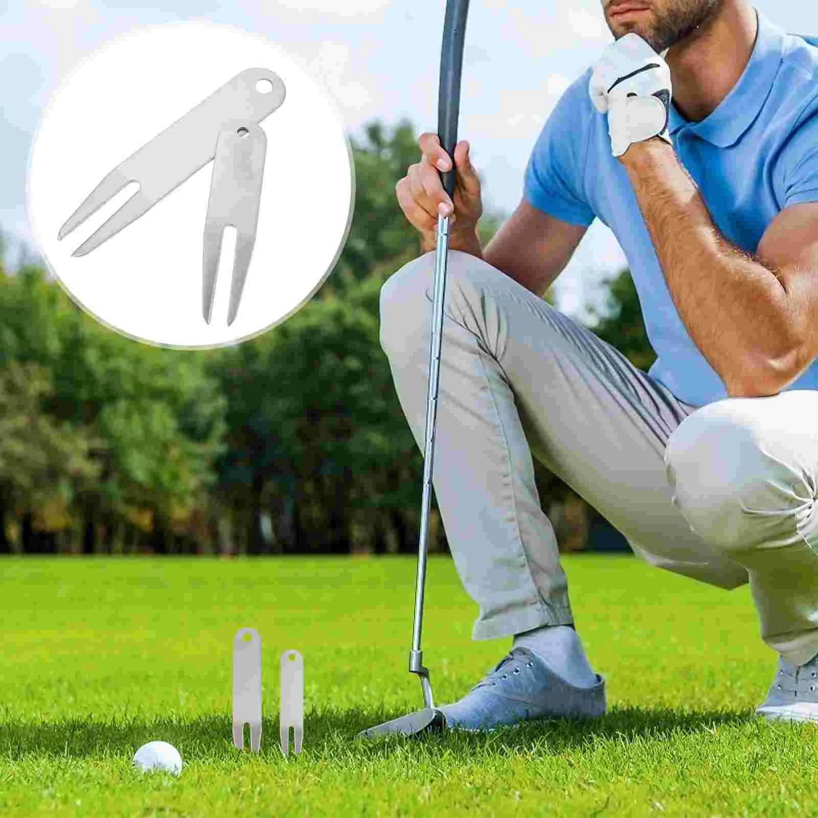 

2PCS Stainless Steel Golfing Divot Tools Golfs Lawn Repair Forks for Golfing