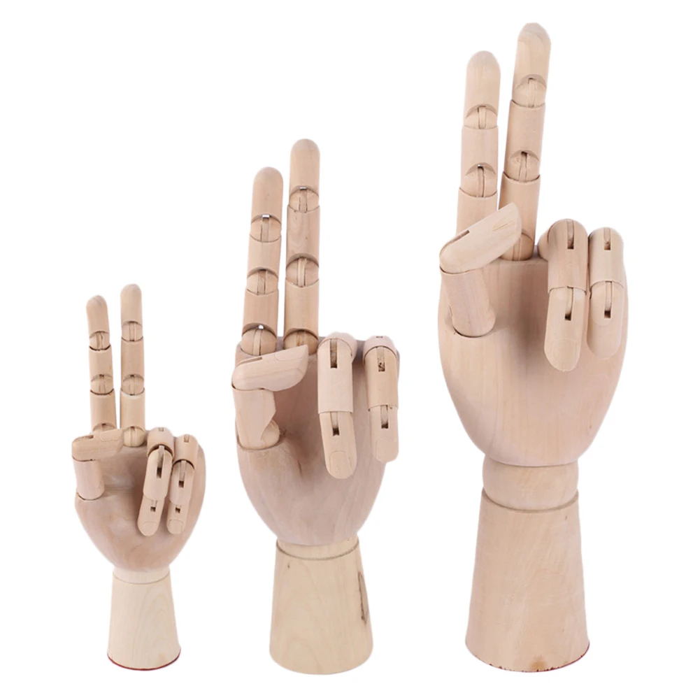 Wooden Hand Figurines Rotatable Joint Hand Model Drawing Sketch Mannequin Miniatures Office Home Desktop Room DIY ​Decor images - 6