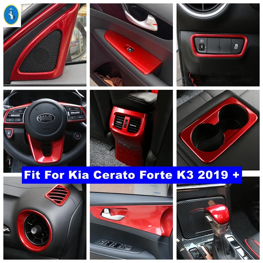

Red Interior Refit Kit Air AC Door Bowl Glass Lift Button Lights Control Panel Cover Trim For Kia Cerato Forte K3 2019 - 2022