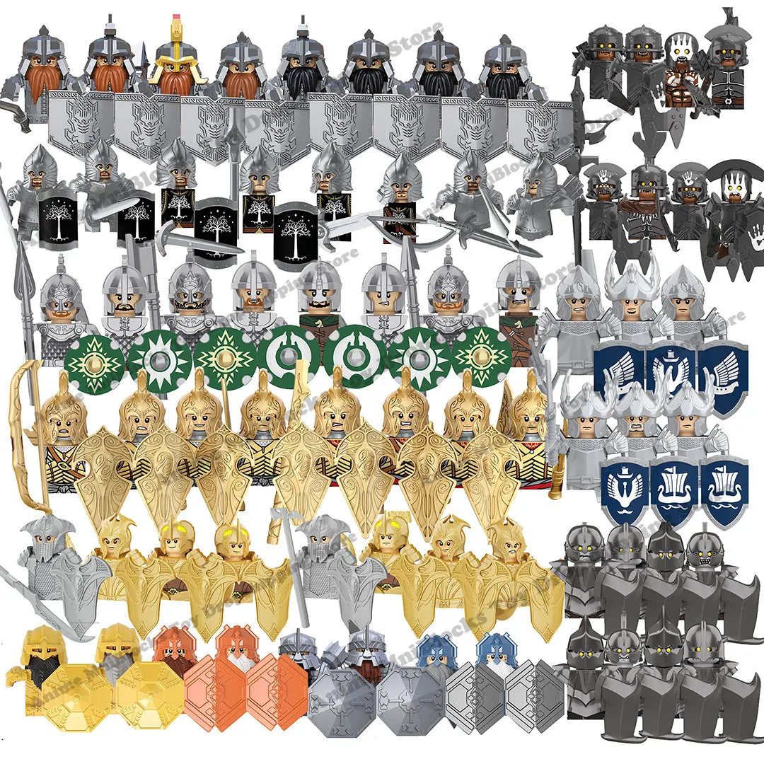 Anime Movies bricks Sets Lord Rings Elf Orcs Army Gandalf Dwarf Rohan Knight Building Blocks mini Action toy Figures Toys Gifts