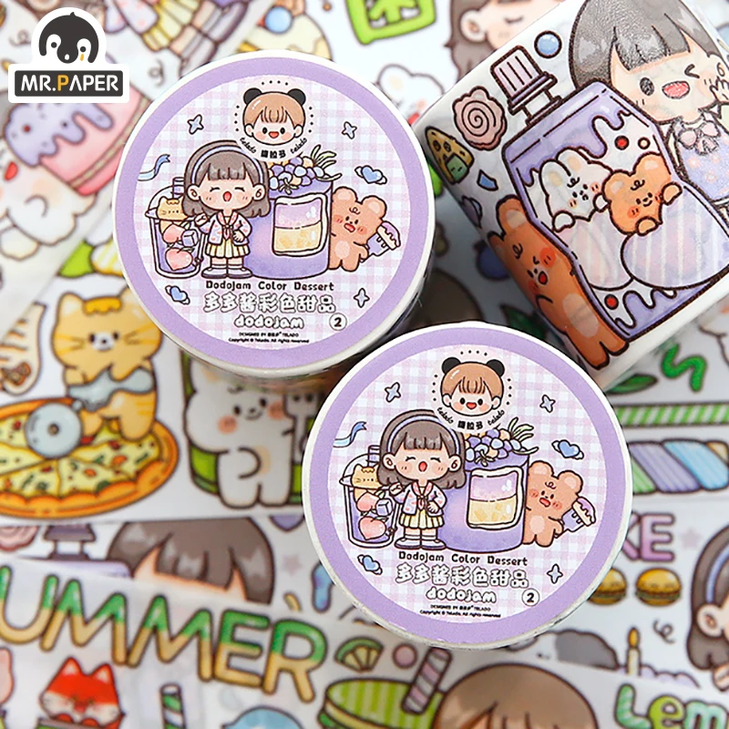 

Mr.paper 500cm/Roll Kwaii Japanese Washi Tape Cute Girl Character Daily Hand Account Collage Deco Material Stickers Stationary