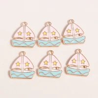 10pcs 16x19mm cute enamel sailboat charms pendants for earrings necklaces diy handmade keychains jewelry making accessories