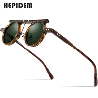hepidem acetate polarized sunglasses men 2022 new retro vintage small round sun glasses for women shades 9188t