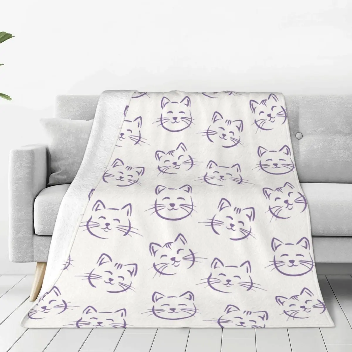 

Cute Cat Animal Pet Cartoon Blankets Fleece Spring Autumn Portable Super Soft Throw Blanket for Home Bedroom Rug Piece
