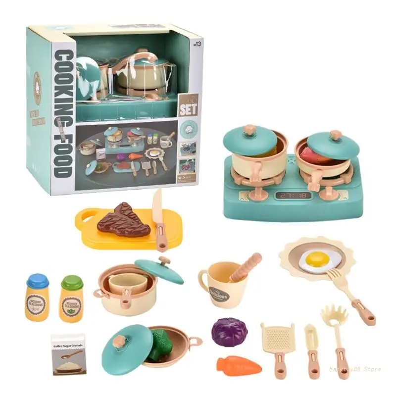 

Y4UD Interesting Kitchen Toys for Kids Gas Stove Pots Sensoning Cups Cooking Tools