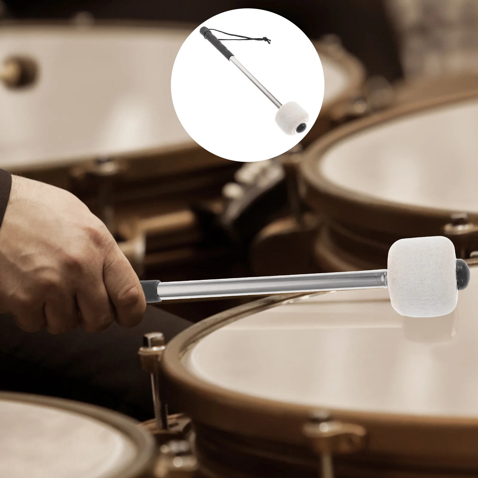 

Bass Drum Beater Wool Felt Stainless Steel Handle Percussion Instrument Accessories Parts