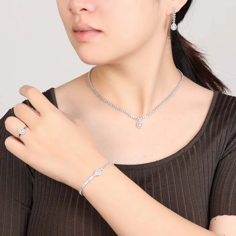 Набор ювелирных изделий классические блестящие свадебные серьги ожерелье