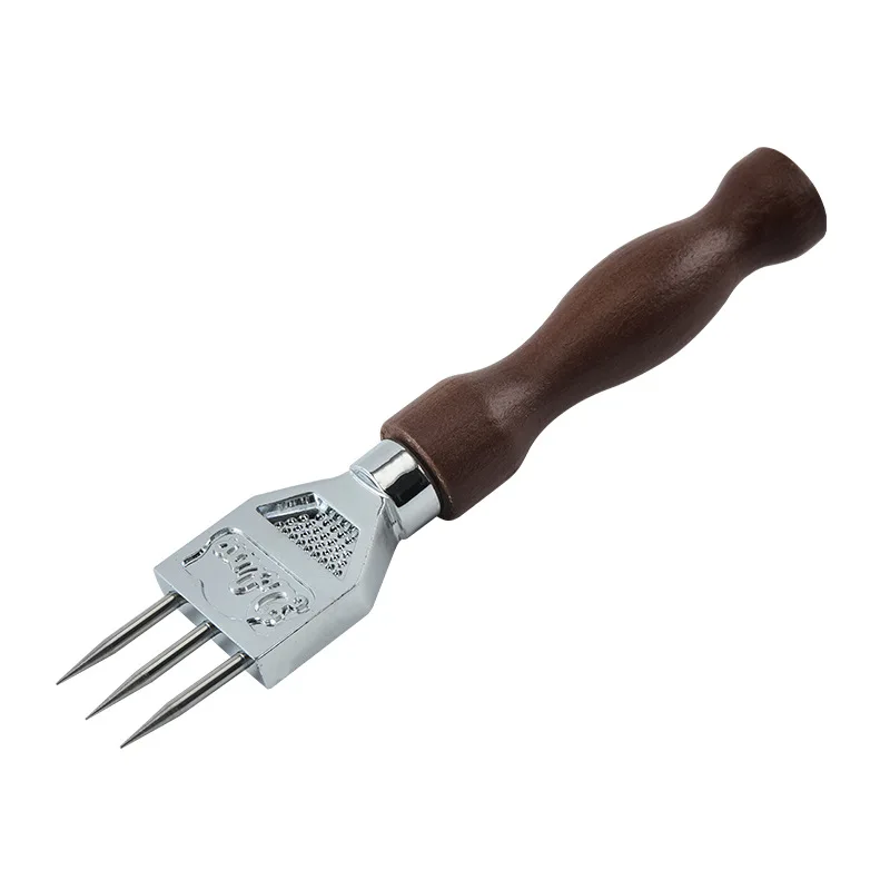 

New Ice Chipper Pick Sturdy with Solid Wood Handle Zinc Alloy Material Three Pronged Ice Crusher for Cocktail Bartender Kichen