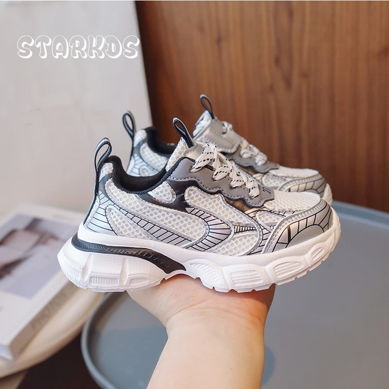 

2023 Summer Kids Mesh Sneakers Boys Slip-on Trainers Girls Brand Design Chunky Tennis Children Casual Comfy Travel Sport Shoes