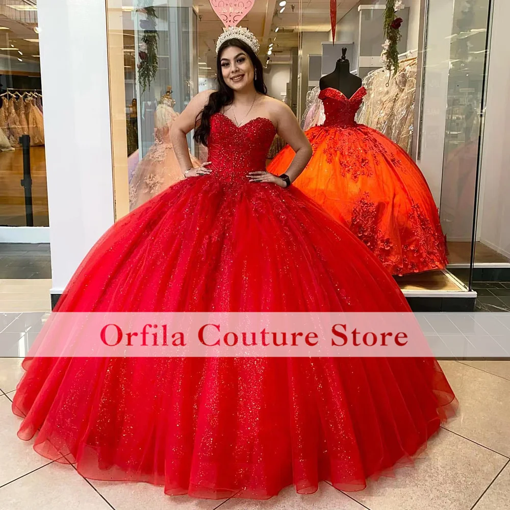 

Мексиканское платье 15 лет, милое красное платье Quinceanera с аппликацией и жемчугом 2022, милая одежда для девушек на выпускной 16