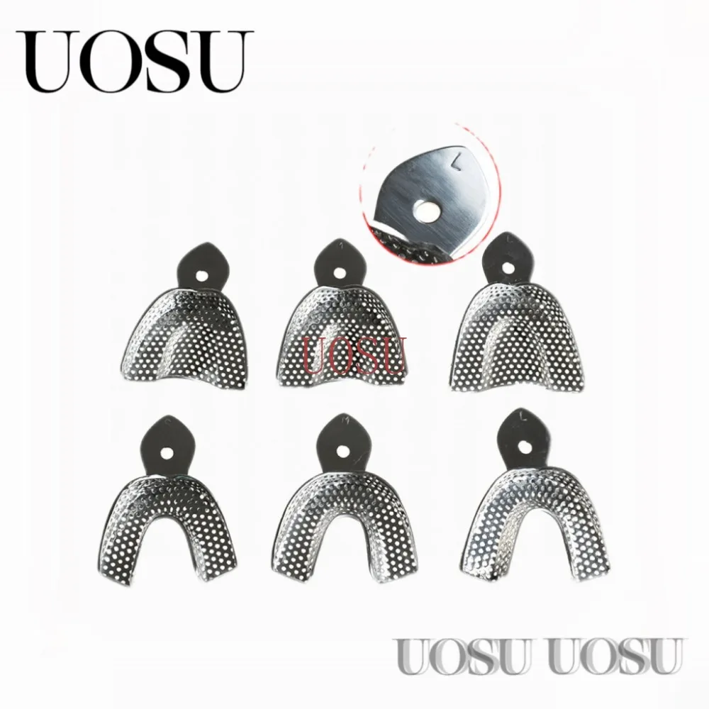 

6Pcs/Set Dental Impression Tray Stainless Steel Teeth Holder Trays S/M/L Autoclavable Dentist Tools Tray Dentistry Materials