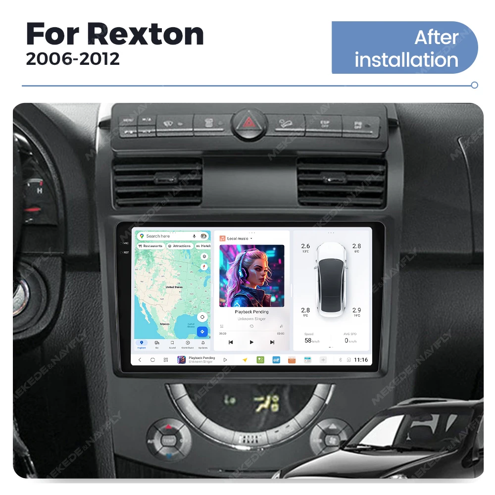 Фото Автомагнитола MEKEDE Android DUDU7 с GPS-навигацией и CarPlay для Ssang Yong Rexton 2006-2012 №3