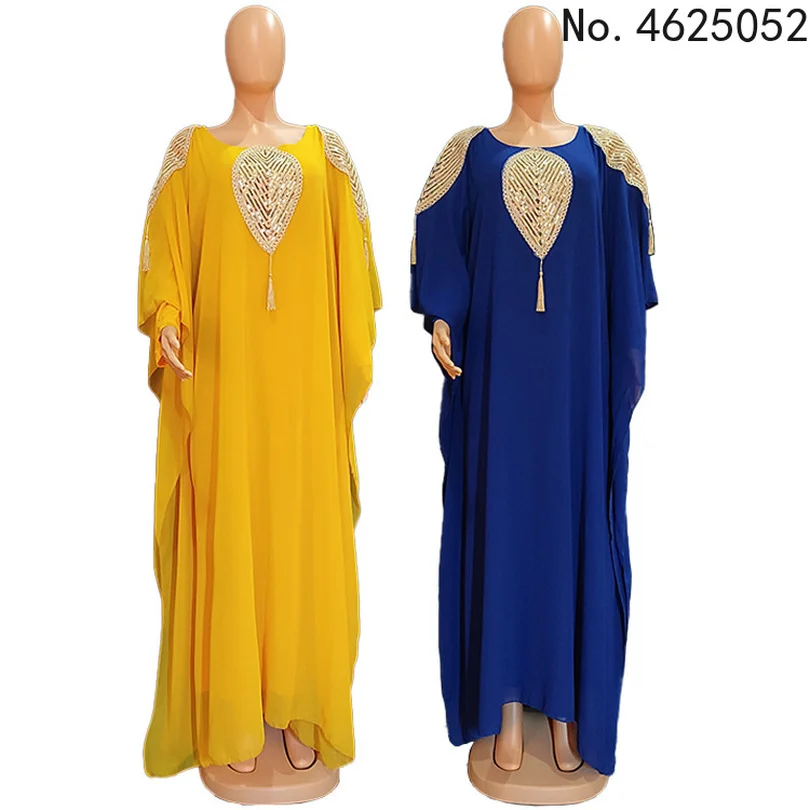 

Ramadan Muslim Kaftan Abaya Dress Women Dubai Elegant Gowns African Chiffon Maxi Dress Plus Size Boubou Robe Djellaba Femme