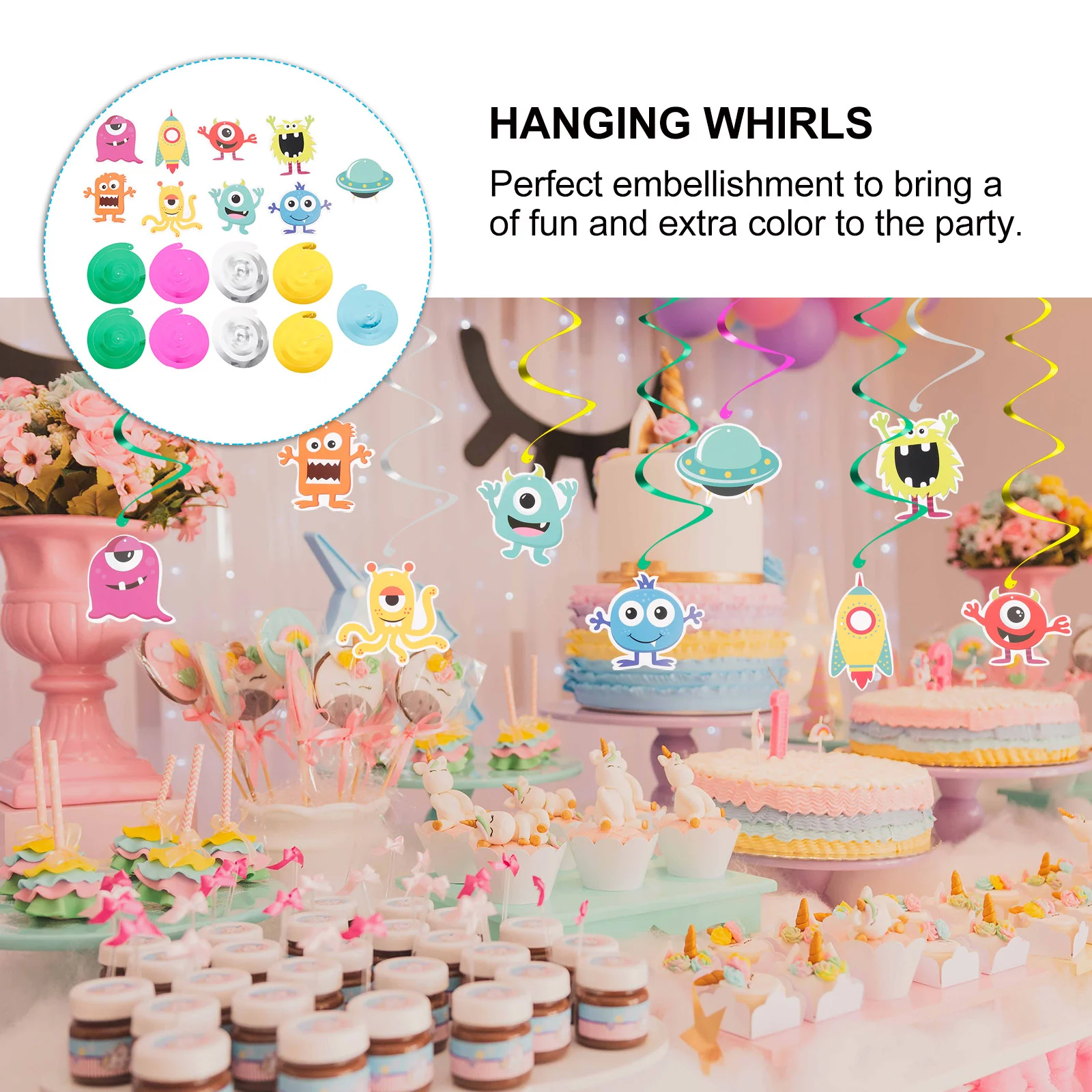 18 шт. мультяшные украшения вечерние фоны подвесные дворе завитки растяжки