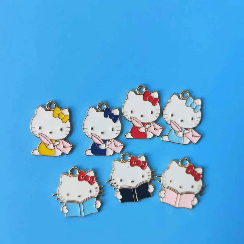

10PCS Sanrio Cute Cartoon Series Hello Kitty Read and Write Letter DIY Alloy Jewelry Necklace Earrings Bracelet Accessories