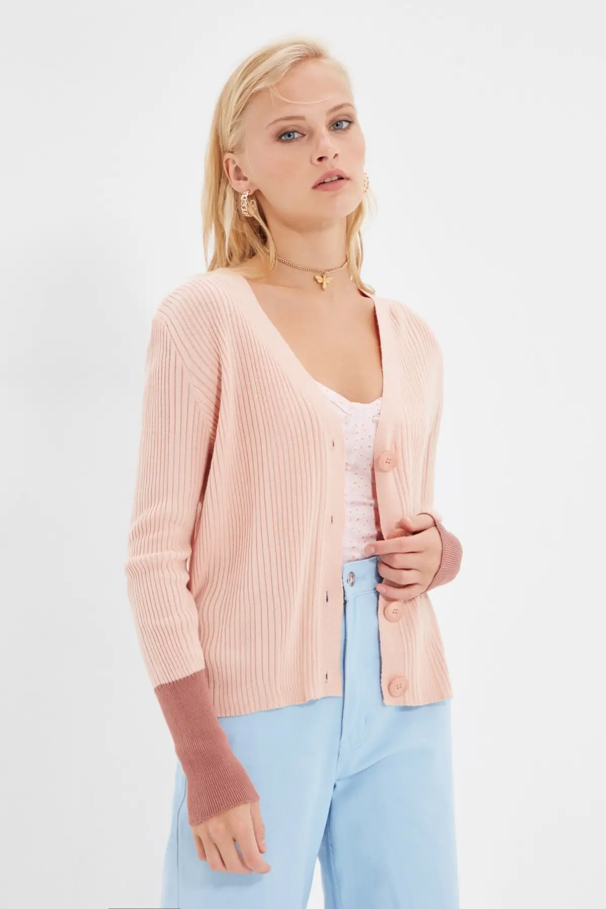 

Trendyol Mesh Detailed Knitwear Cardigan TWOAW22HI0681