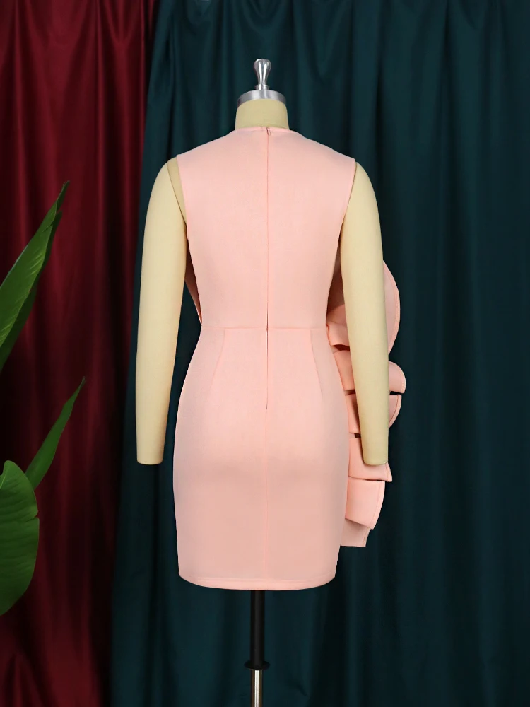 Plus Size Women Pink Dress Birthday Party Ruffle Stylish Sleveless robes femmes Mesh Patchwork Elegant Summer Homecoming 2023