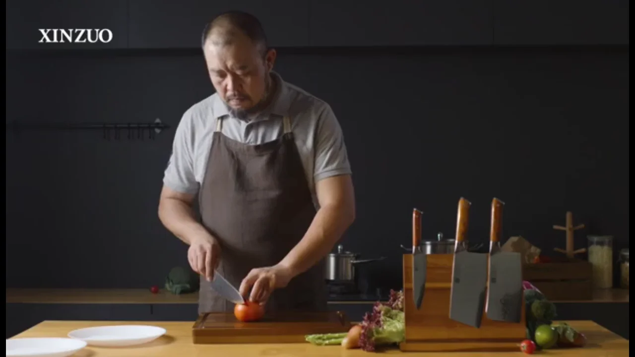 

15 шт., японские кухонные приборы из дамасской стали с держателем