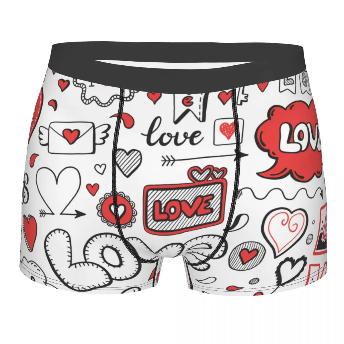 

Boxer Men Underwear Male Panties Love Elements Valentine's Day Heart Speech Bubble Arrow Shorts Boxer Comfortable Shorts Homme