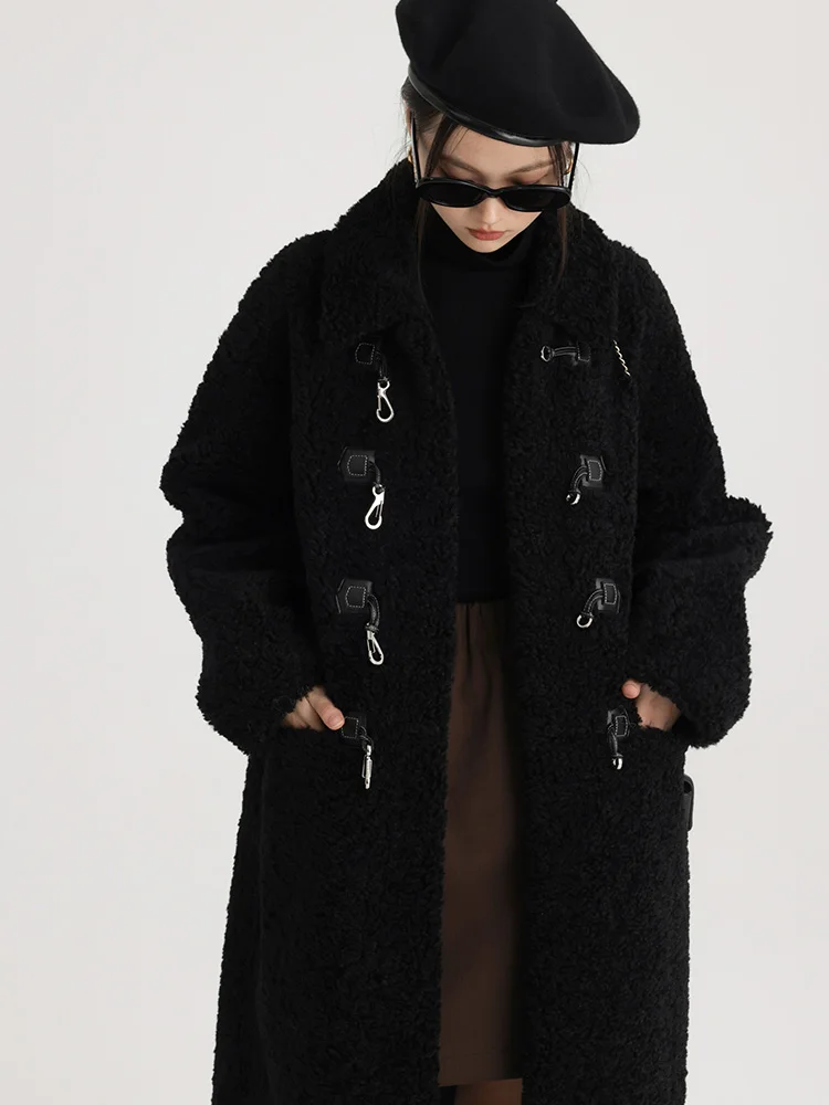 Fur Integration Long Black Coat 2022 Winter jacket Faux Fur Jackets Women Lamb Fur Plush Coat Vintage Warm Teddy Coat Overcoat