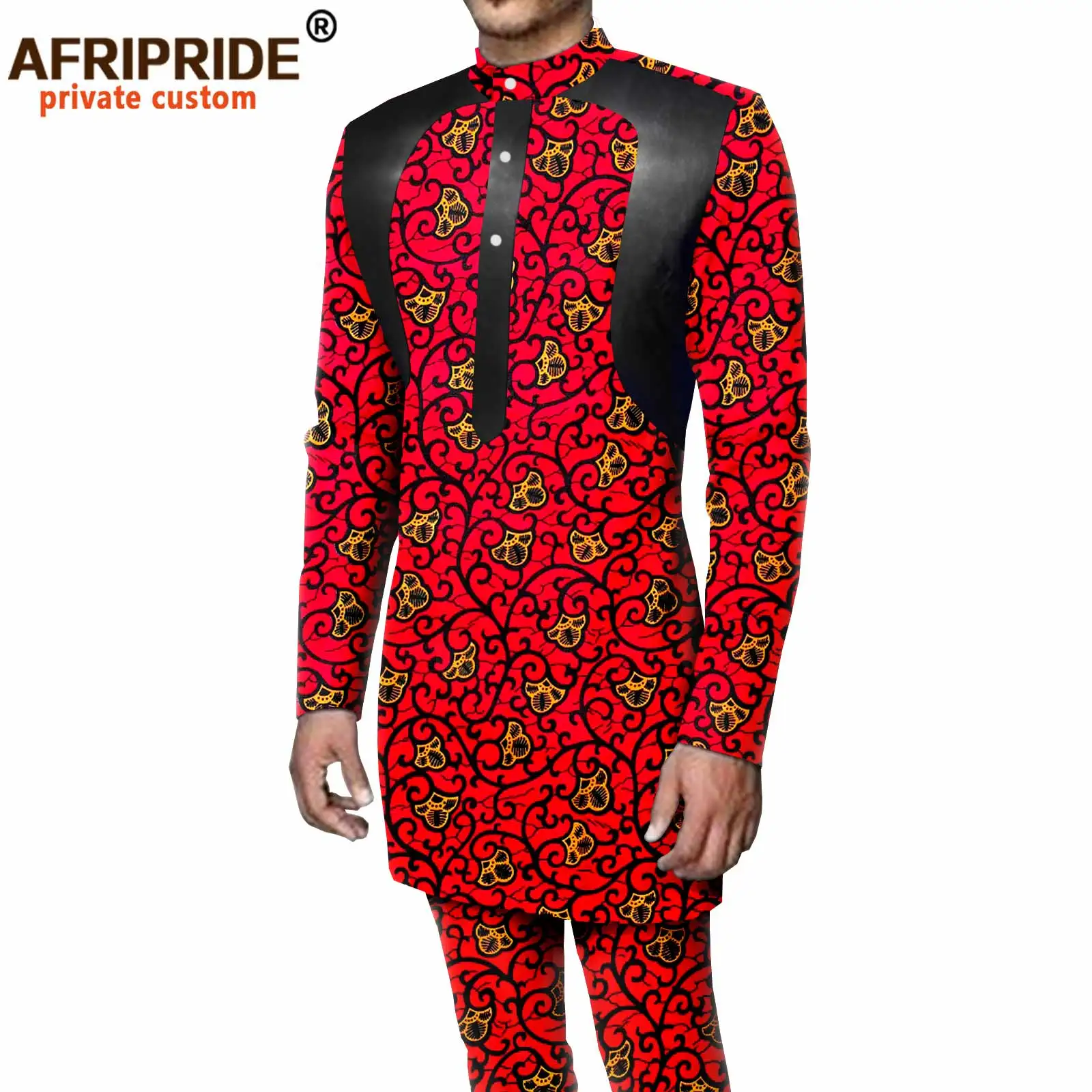 African Clothes for Men Dashiki Coats Jacket and Ankara Pants 2 Piece Set Pu Jacket Outwear Blazer Plus Size Casual A2116040