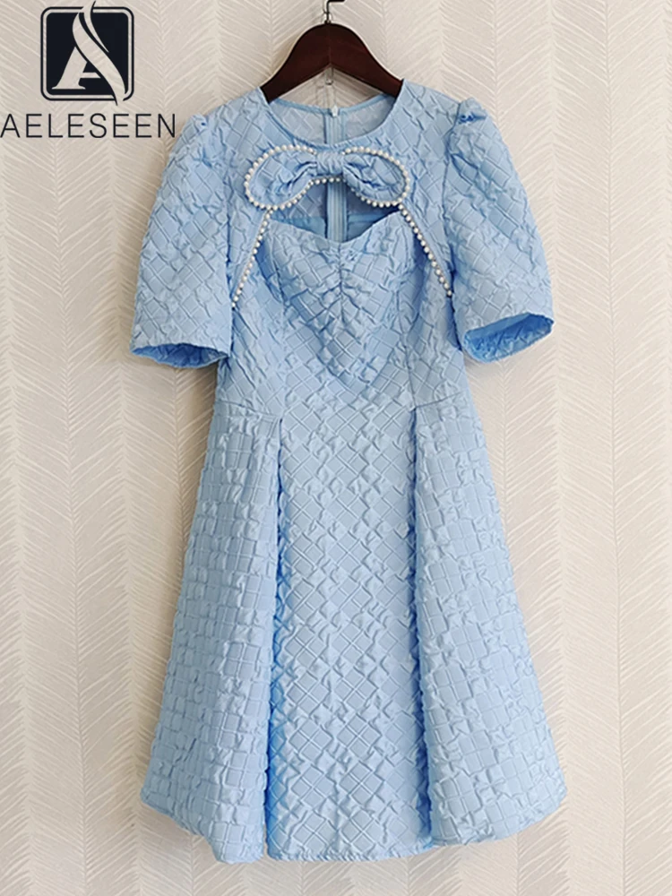 

Женское платье с голубым бантом AELESEEN, модельное платье с вырезами и бисером, роскошное праздвечерние платье, лето 2022