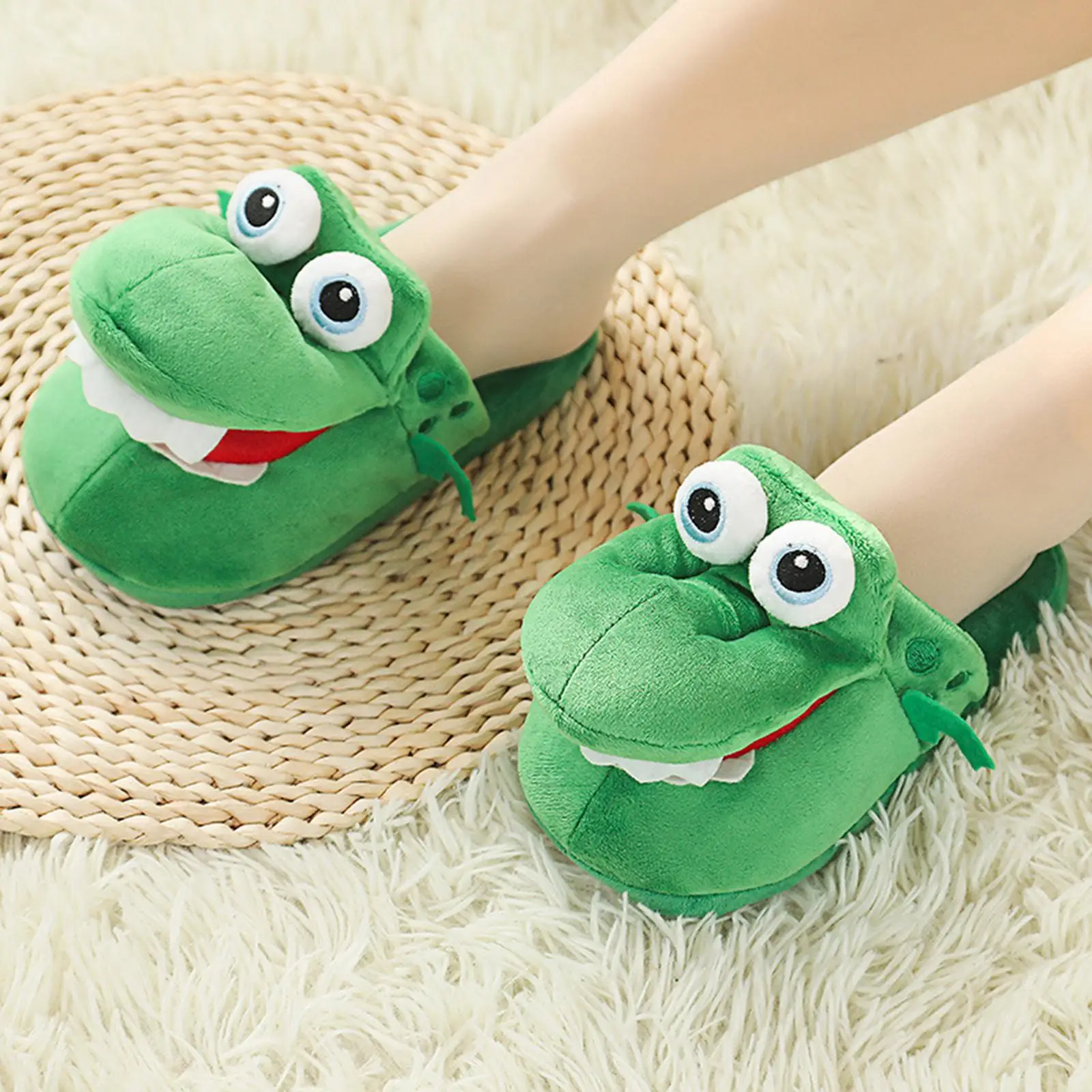 

Cartoon Winter Slippers Warm Crocodile Shape Winter Footwear House Shoes