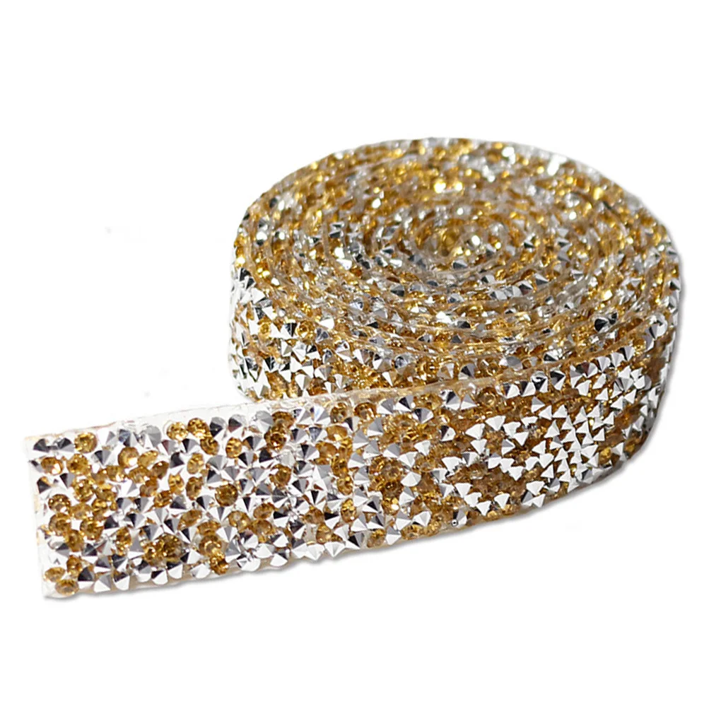 

1/2/3/5 Bling Stickers Glitter Rhinestone Chain DIY Belt Garment Fix Decor Beads Hot Melt Adhesive Drill Strip Type 3 2.5cm