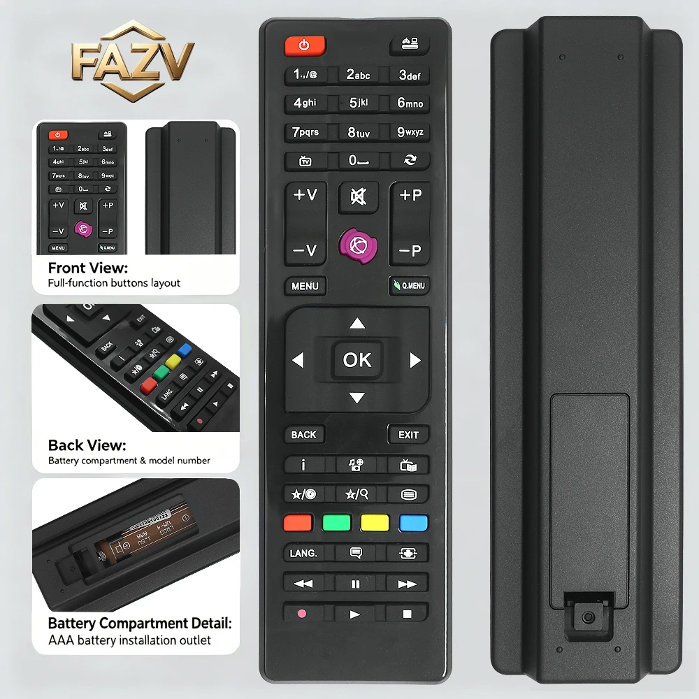 Фото Пульт дистанционного управления FAZV RM-L1387 для телевизоров JVC VESTEL SELECLINE HITACHI TECHWOOD Telefunken Finlux TE32182B301C10 32272HDDVDL (совместим с RC4875/4870/4849) №1