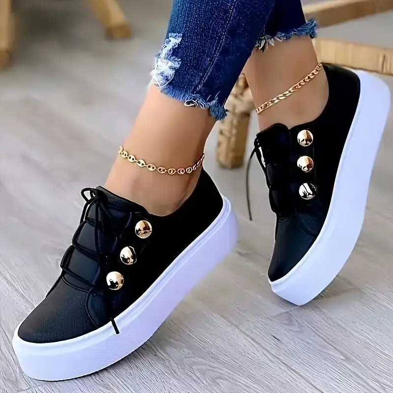 New Fashion Women Flat High Quality Casual Shoes Comfortable Outdoor Sports Platform Plus Size Round Head Shoes