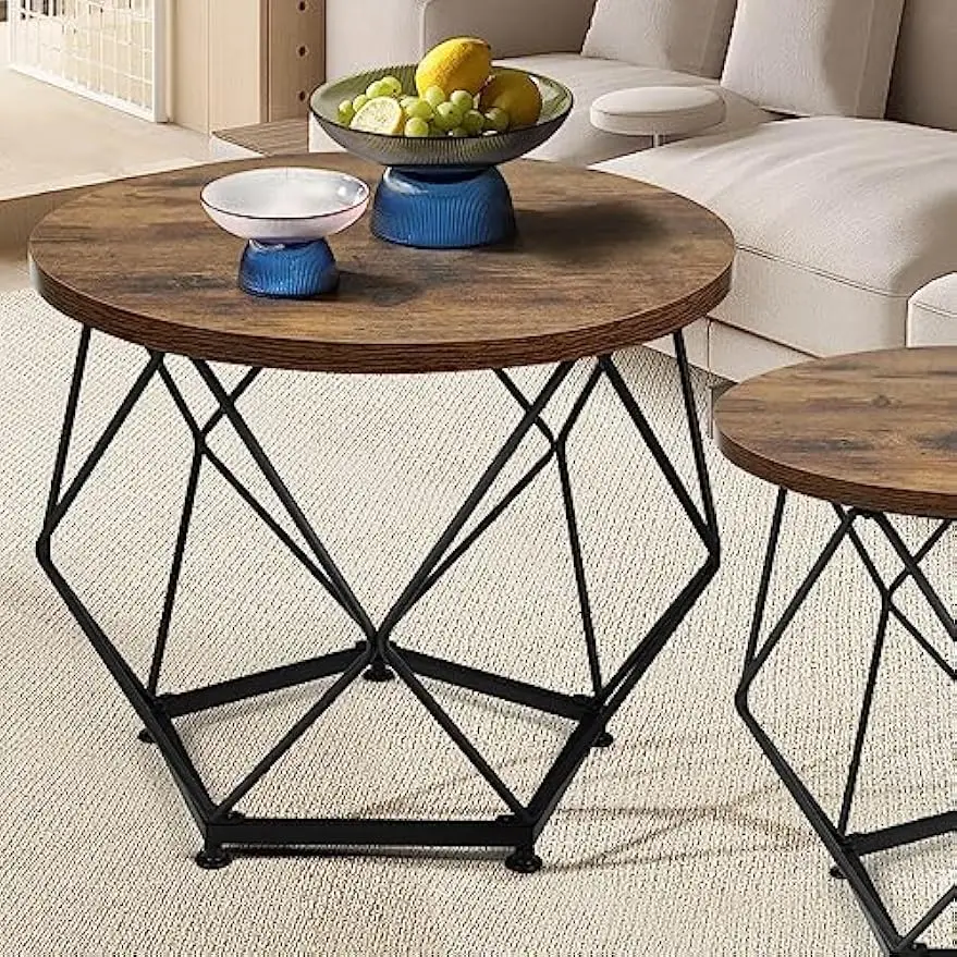 Маленький кофейный столик в комплекте 2 для спальни офиса Круглый Кофейный