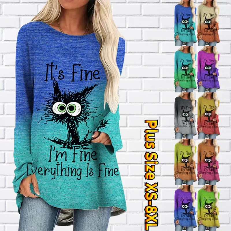 

2022 Autumn Winter Tops Contracted Wind T-shirt Women Everyday Street Temperament Long Sleeve Round Neck Animal Print Pullover