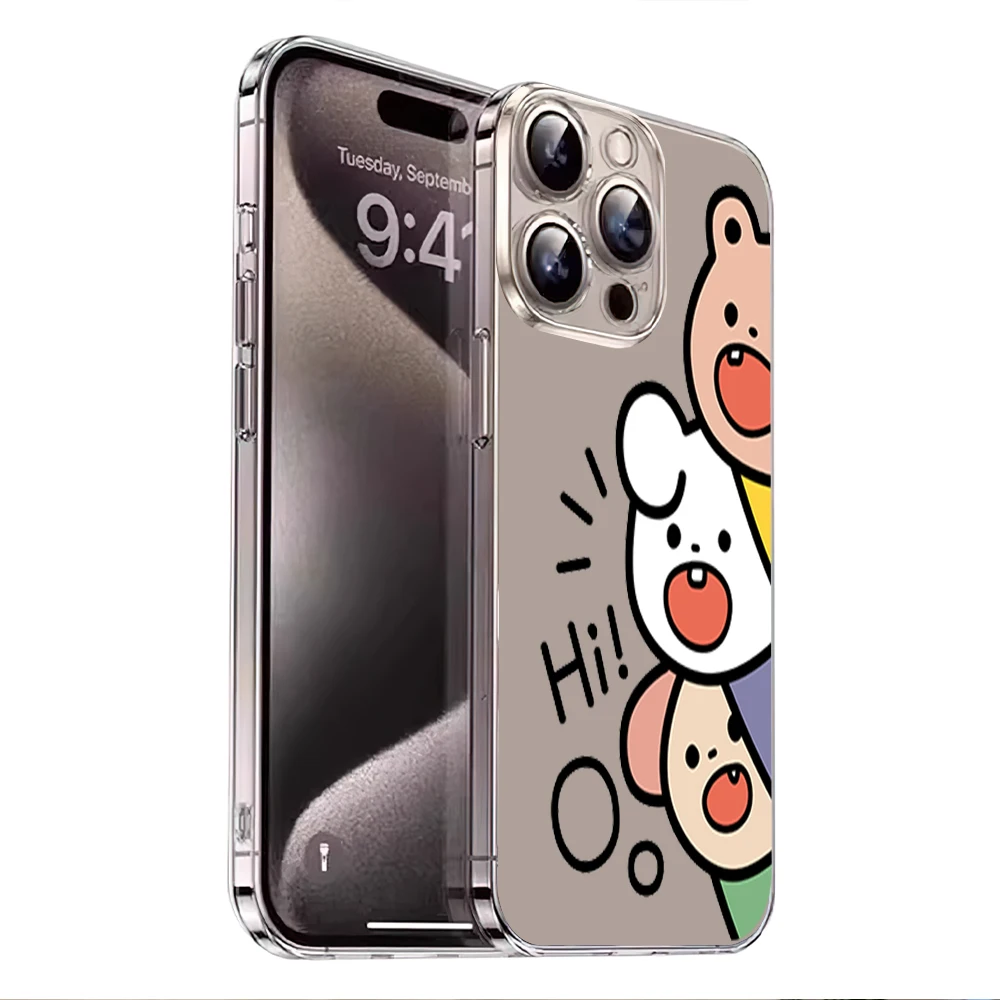 Милый чехол для телефона с рисунком Привет Друг iPhone 12 11 13 14 15 16 Max Pro Plus прозрачный