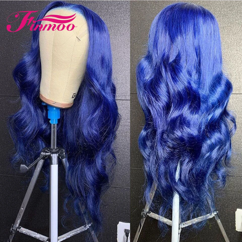 Blue Wig Lace Front Human Hair Wigs Body Wave 13x4 Lace Frontal Deep Wave Remy Peruvian Hair wigs For Woman Sapphire Blue