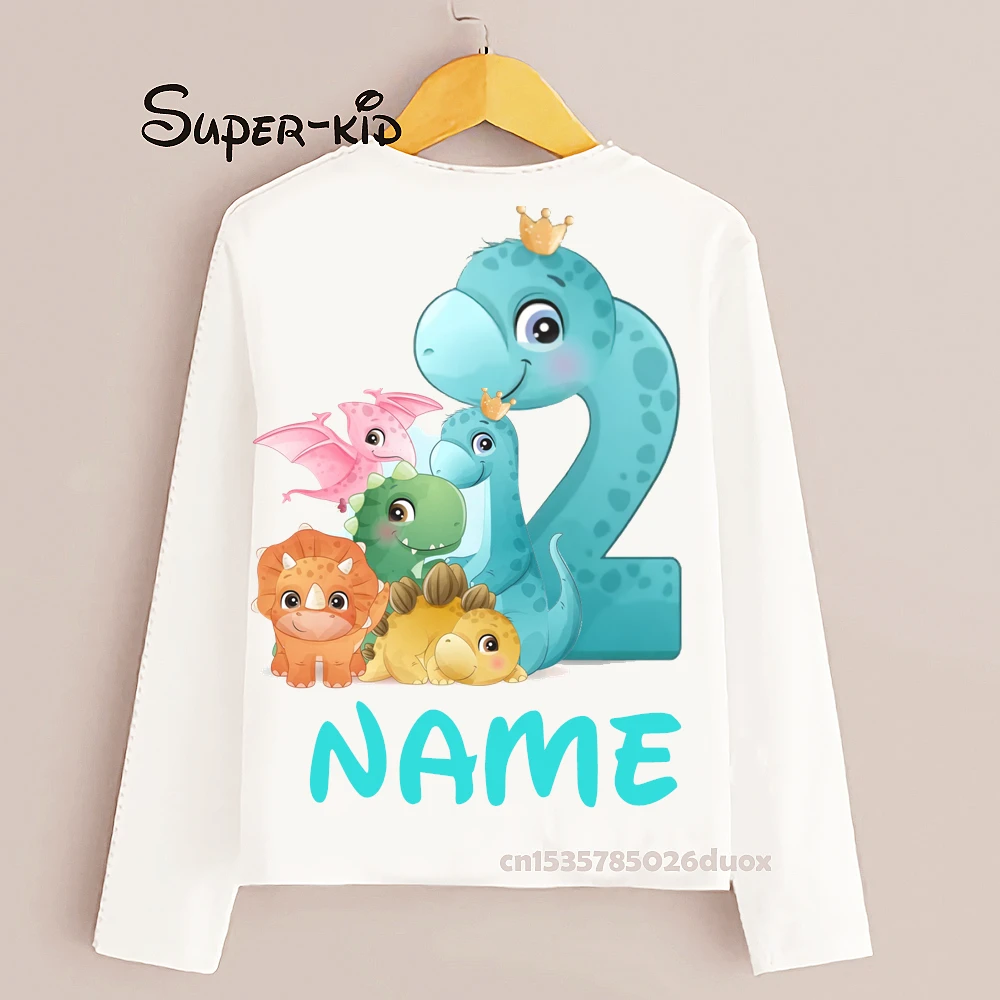 Футболка с длинным рукавом для мальчиков и девочек рубашка динозавром дня