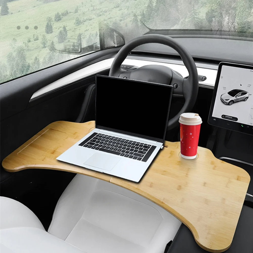 

For Tesla Model 3 2017-2022 Model Y 2021 2022 Steering Wheel Table Board Laptop Desk Mount Stand,Wood Pattern