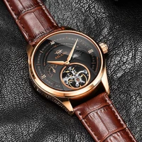 new automatic mechanical watches mens watches top brand luxury sapphire genuine leather original tourbillon hollow movement