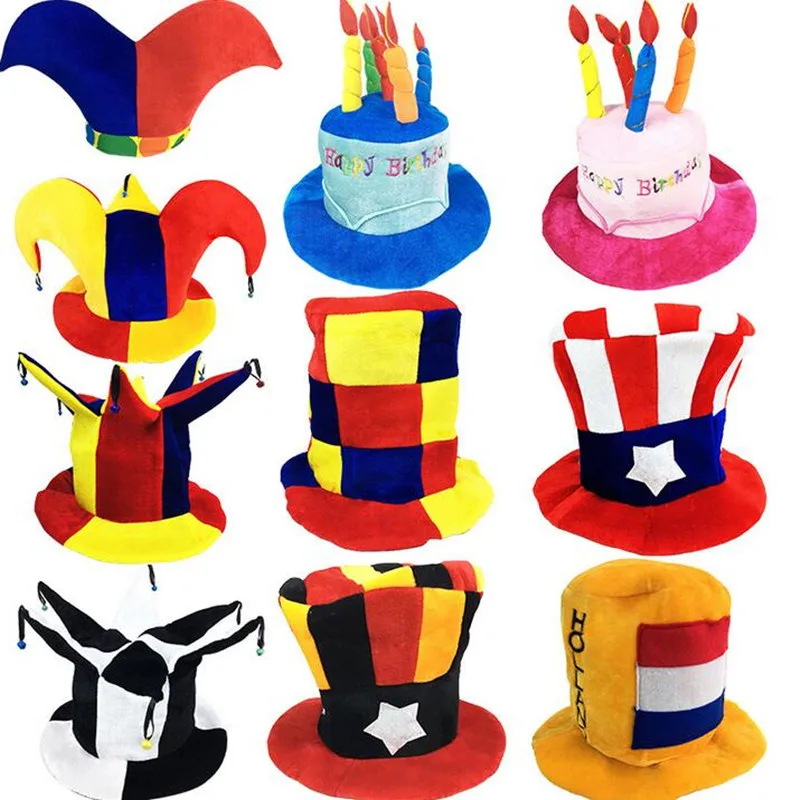 

Kids Adults Carnival Candle Birthday Party Hats Clown Football Beer Caps Props Cosplay Costume Accessories Masquerade Halloween