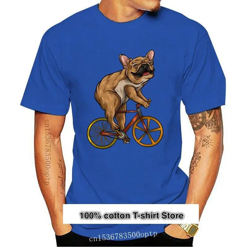 

Camiseta de bulldog Francés para hombre, camisa básica con estampado negro para montar en bicicleta, perro, ciclista
