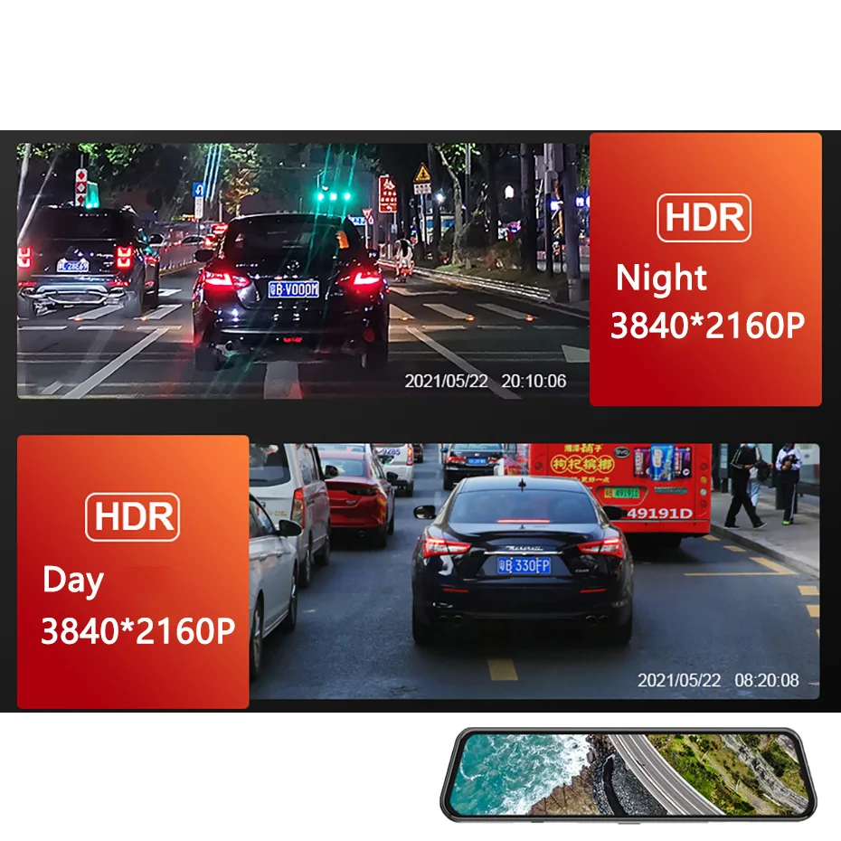 Автомобильный видеорегистратор зеркало заднего вида с G-датчиком 12 дюймов 4K GPS Wi-Fi