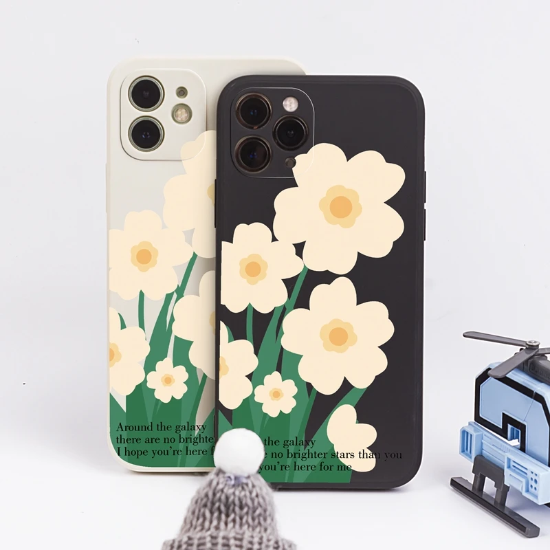 

Luxury oil painting flower plants Phone Case For iPhone 13 12 Pro Max Mini 7 8 6Plus X XR 11 Pro XS Max Case Soft Silicone Cover